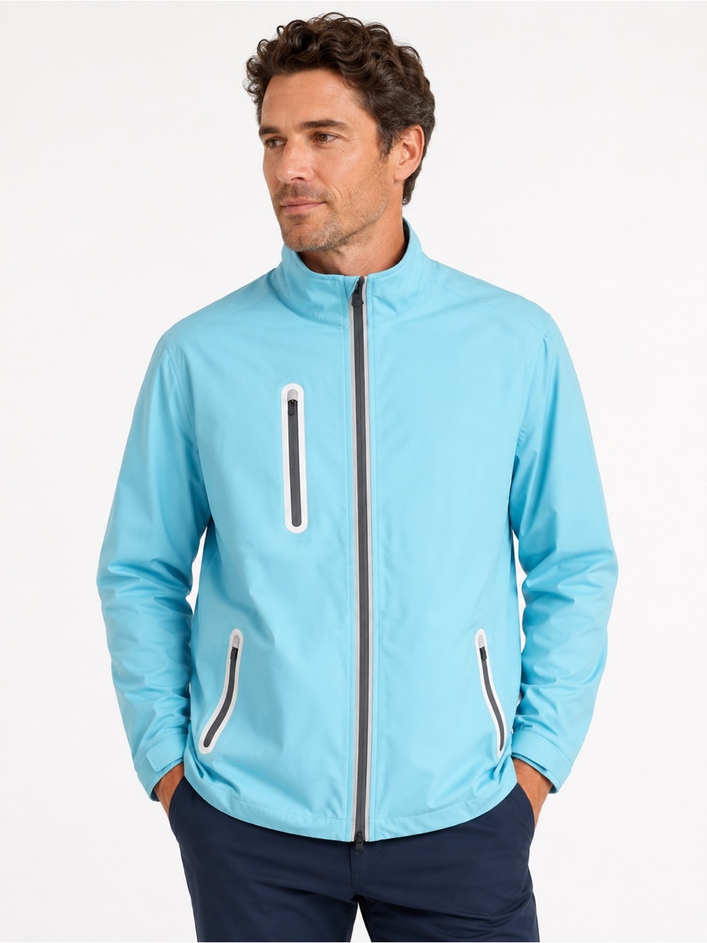 Above the Links Element Waterproof Golf Jacket Aqua Men’s Large